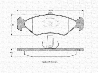 MAGNETI MARELLI 363702160991 -  Комплект тормозных колодок, дисковый тормоз